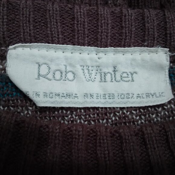 Rob Winter | Vintage Fair Isle Patterned Knit Crewneck Sweater Brown | Size L - Picture 6 of 6